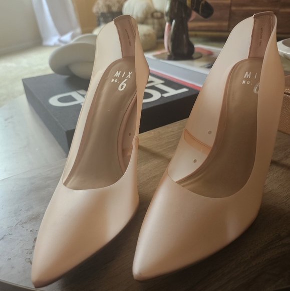 Mix No 6 Pink Nude Jelly Transparent Heels - Picture 4 of 7